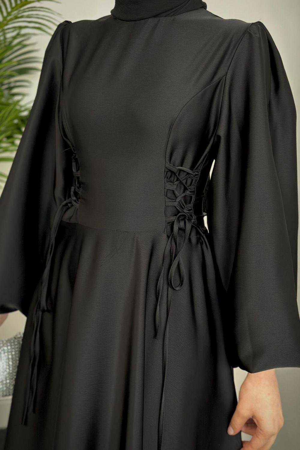 Orya Yanları Sıkmalı Abiye Siyah 615000 