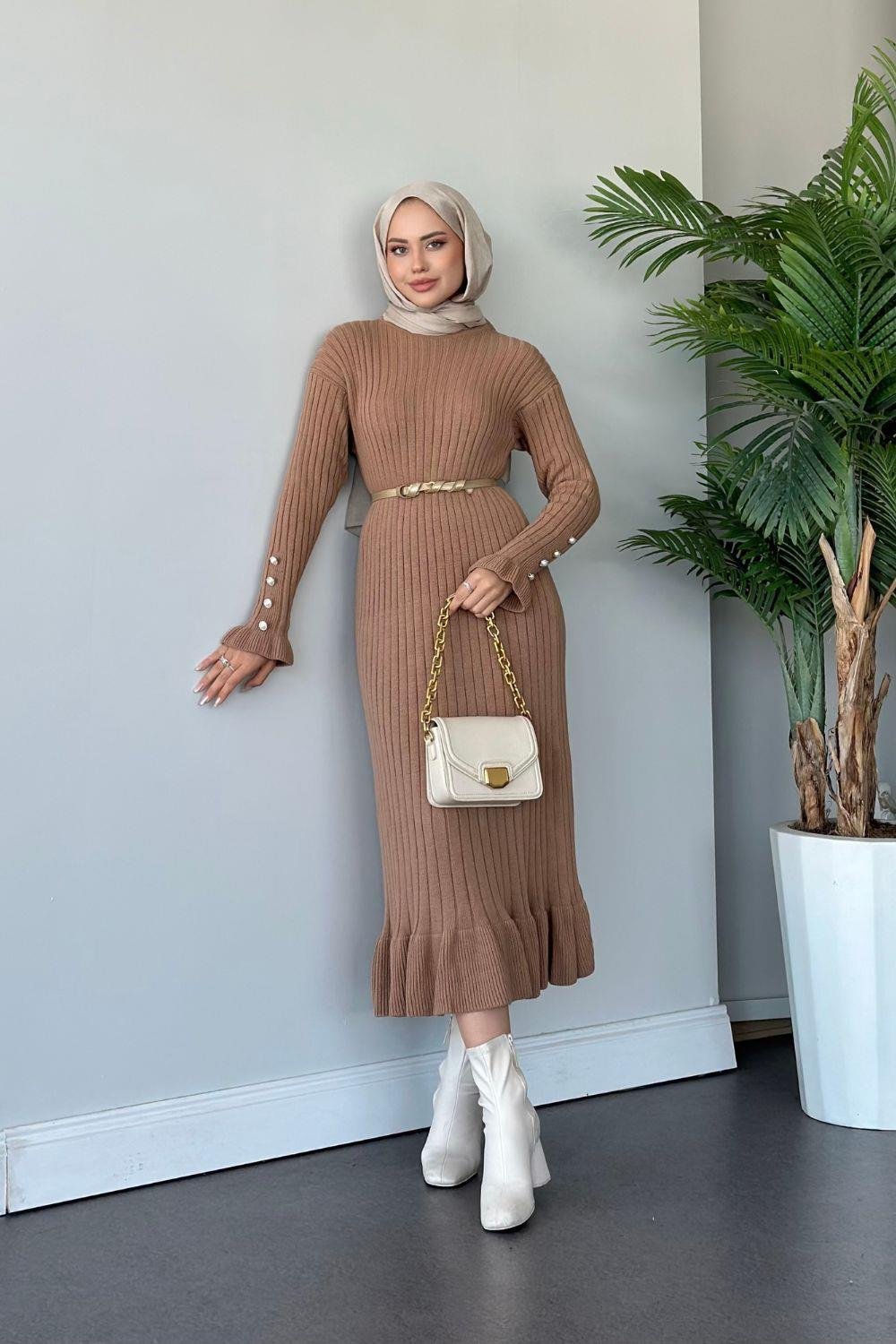 Yakut Triko Elbise Camel 6155 