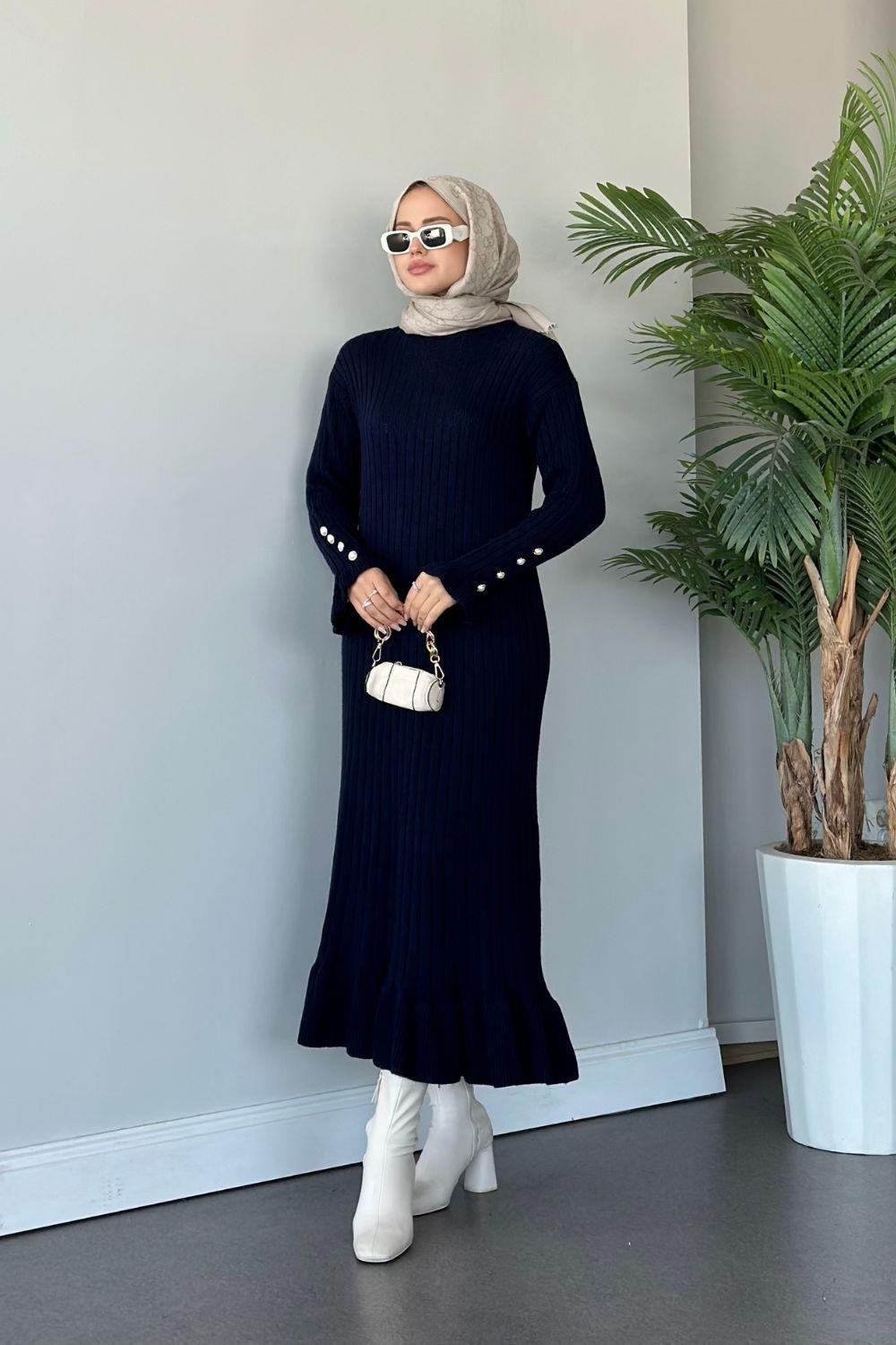 Yakut Triko Elbise Lacivert 6155 