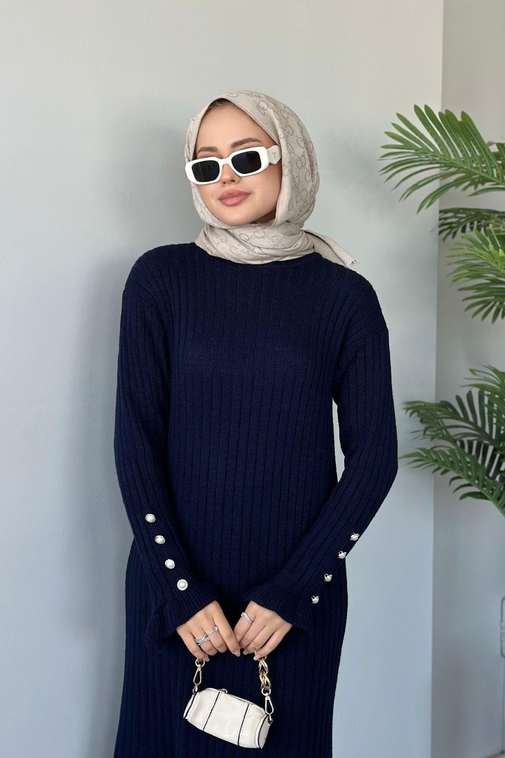 Yakut Triko Elbise Lacivert 6155 