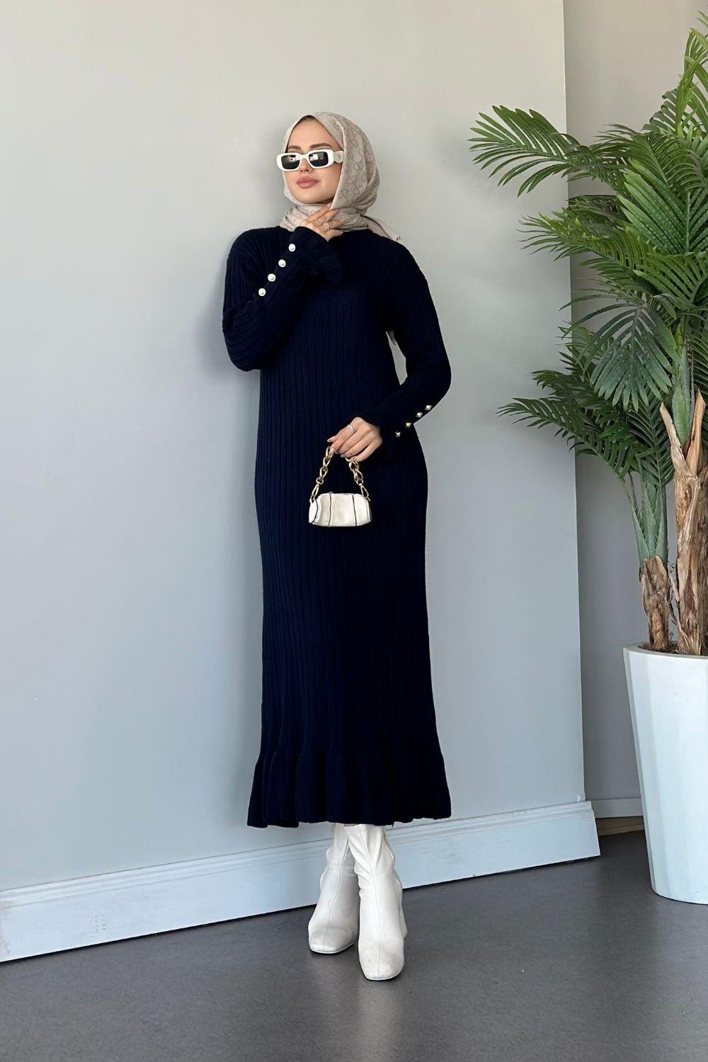 Yakut Triko Elbise Lacivert 6155 