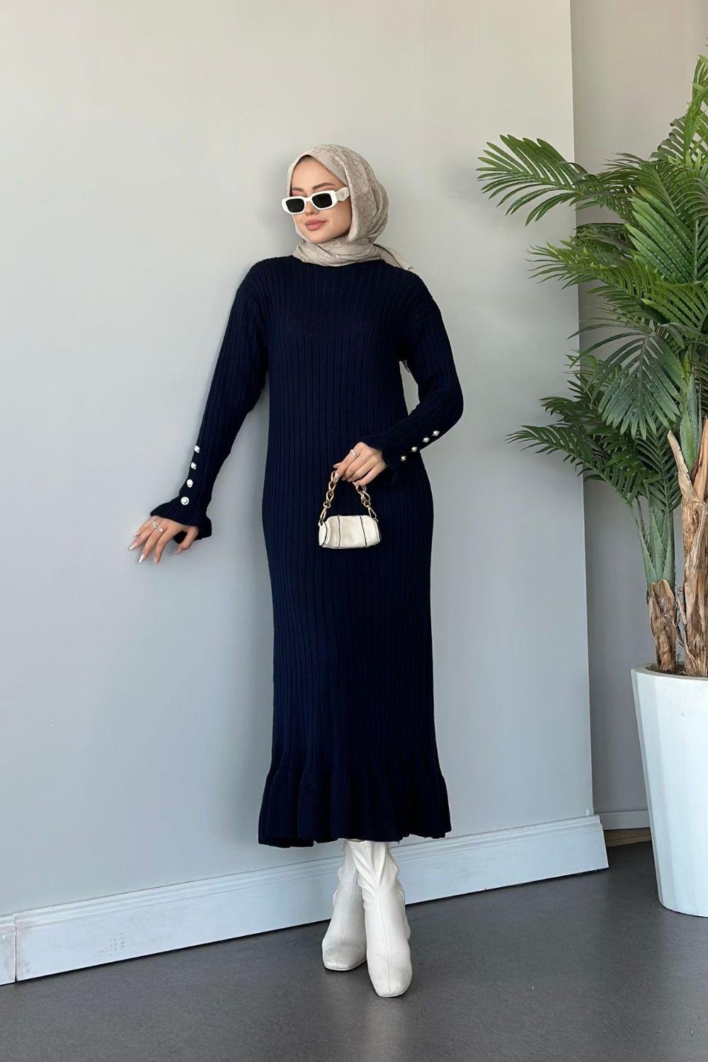 Yakut Triko Elbise Lacivert 6155 