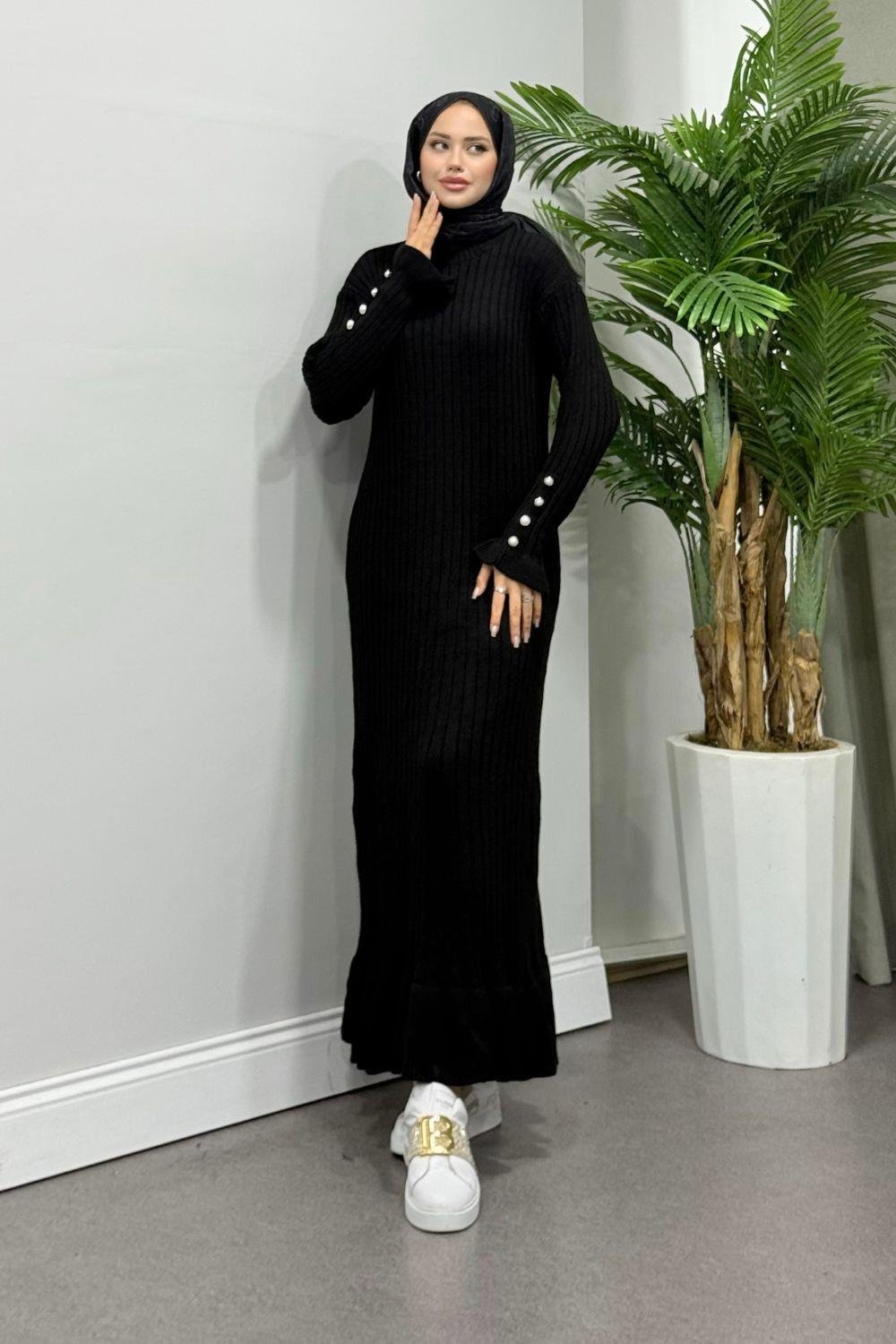 ياقوت فستان تريكو أسود 6155 
