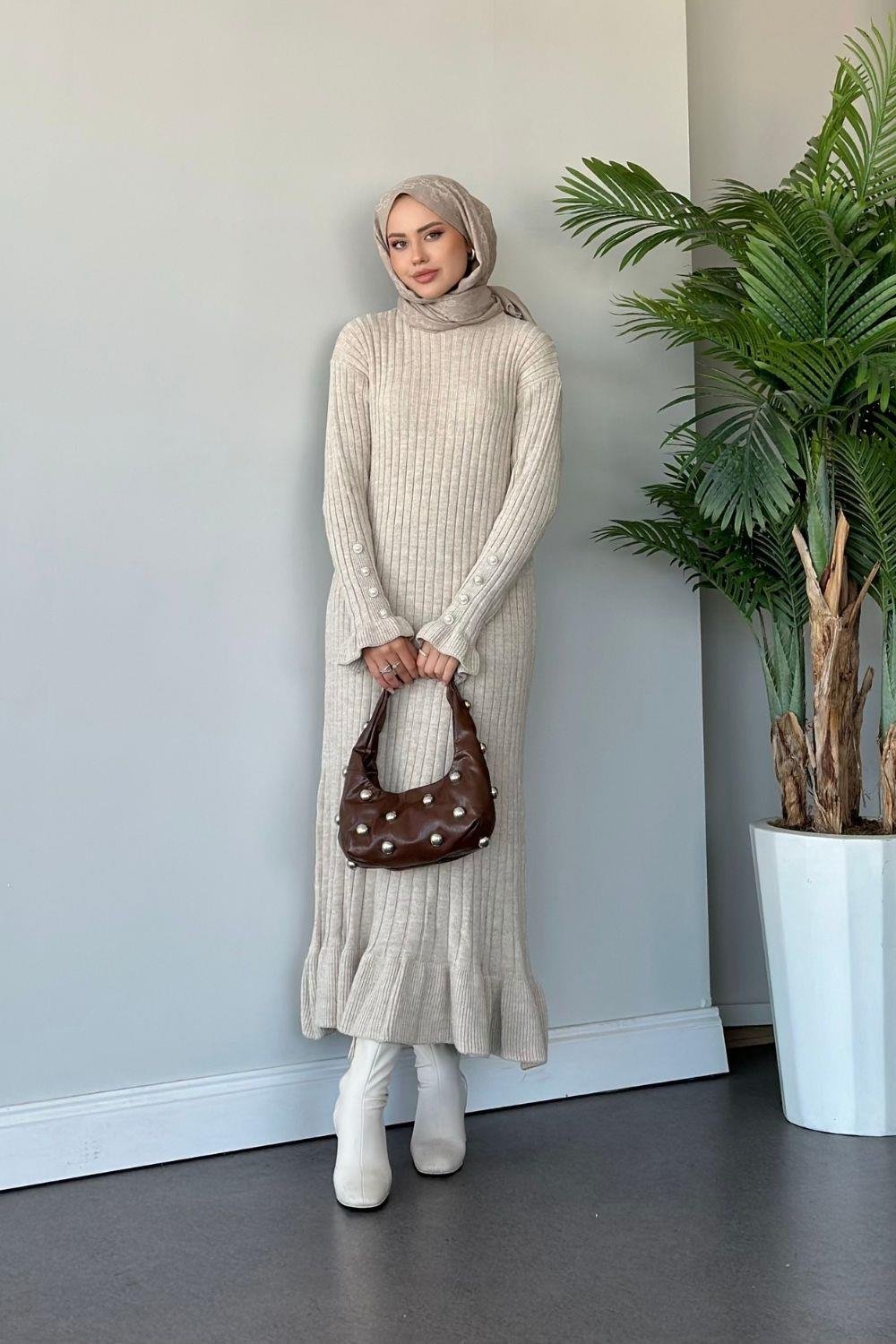 Yakut Triko Elbise Taş 6155 