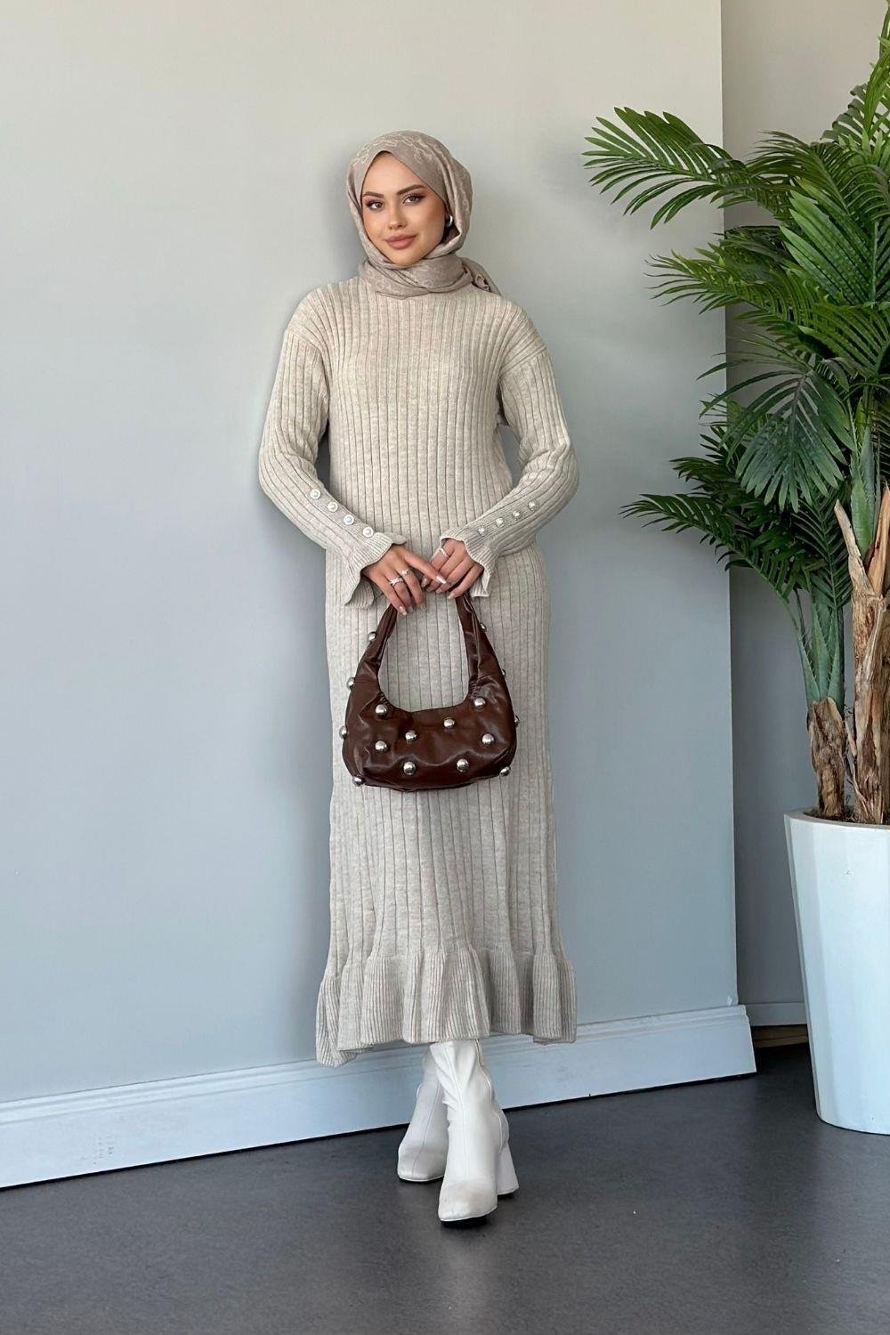 Yakut Triko Elbise Taş 6155 