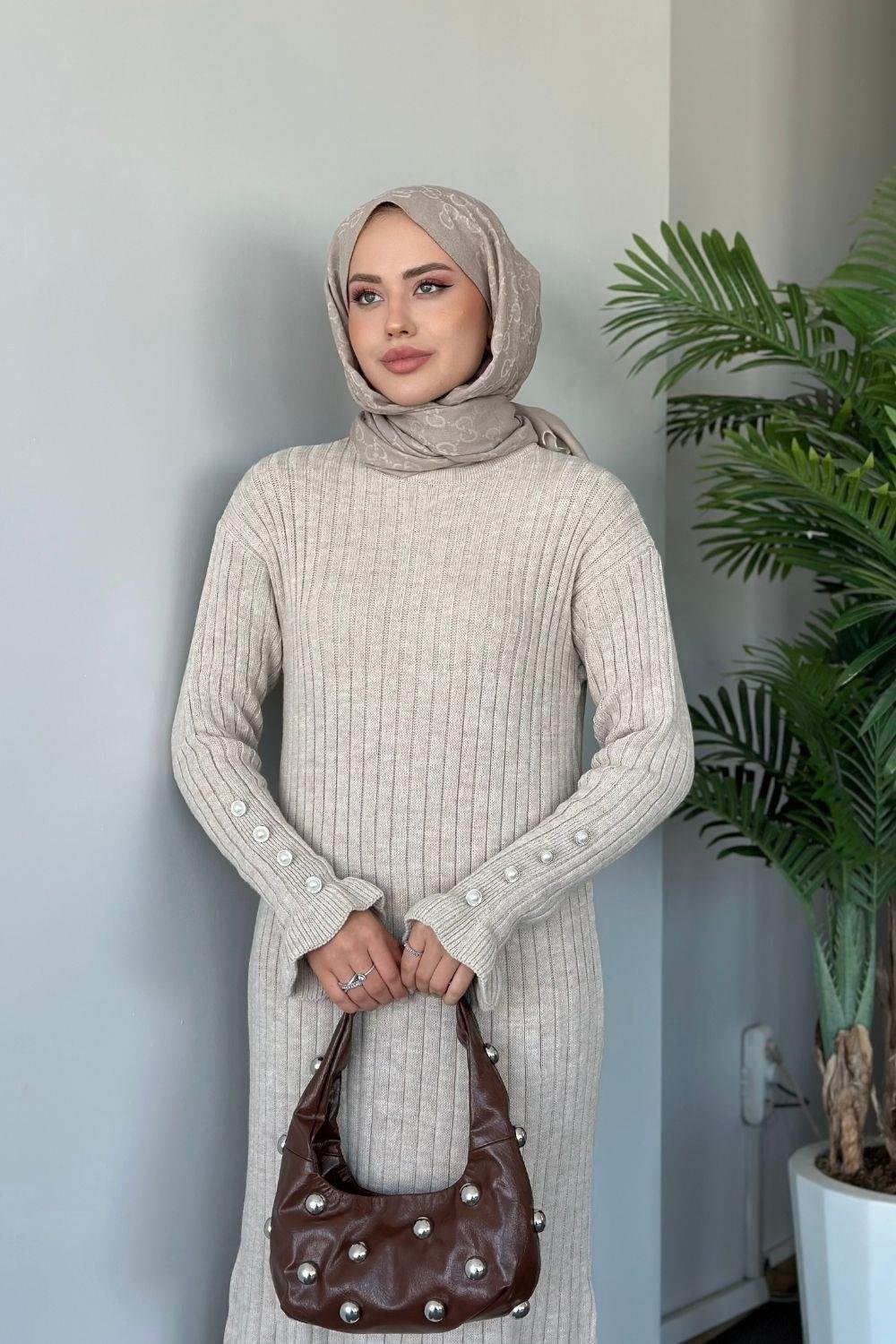 Yakut Triko Elbise Taş 6155 