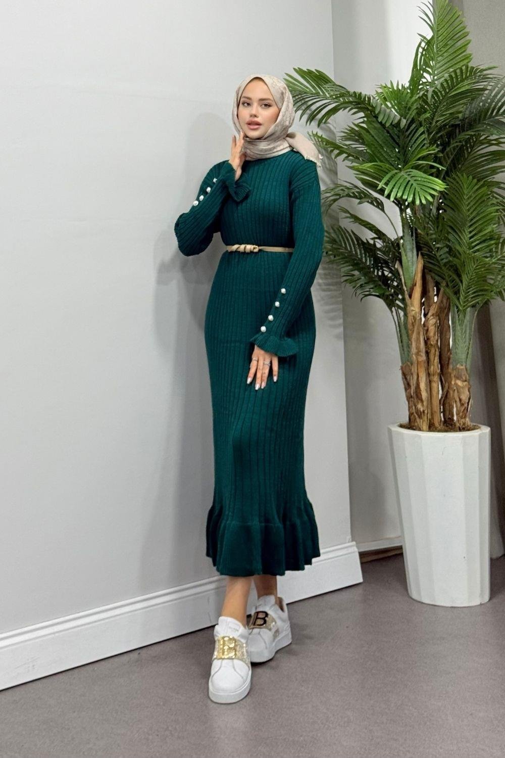 Yakut Triko Elbise Zümrüt 6155 