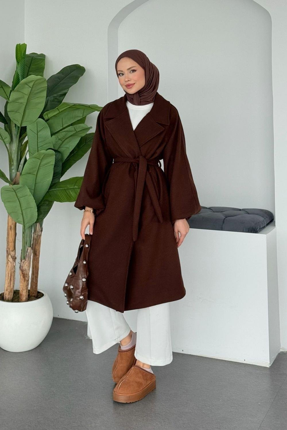Done Kaşe Kaban Kahverengi 6163 