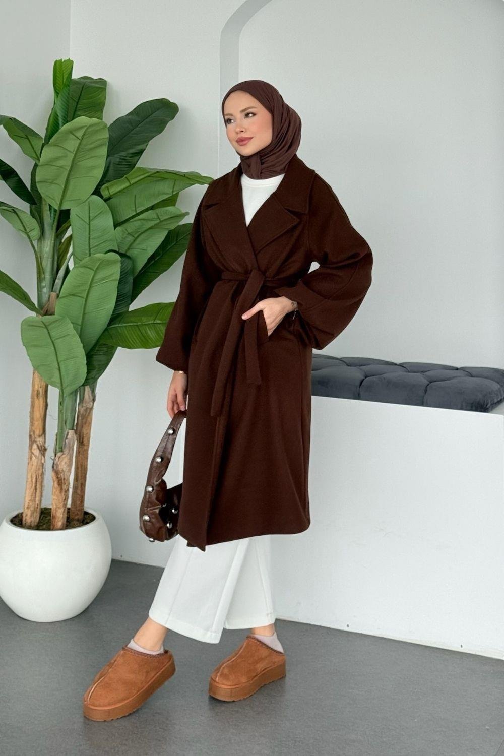 Done Kaşe Kaban Kahverengi 6163 