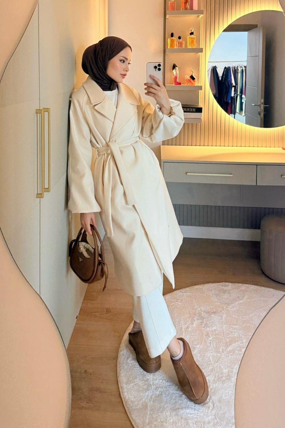 Done Kaşe Kaban Krem 6163 