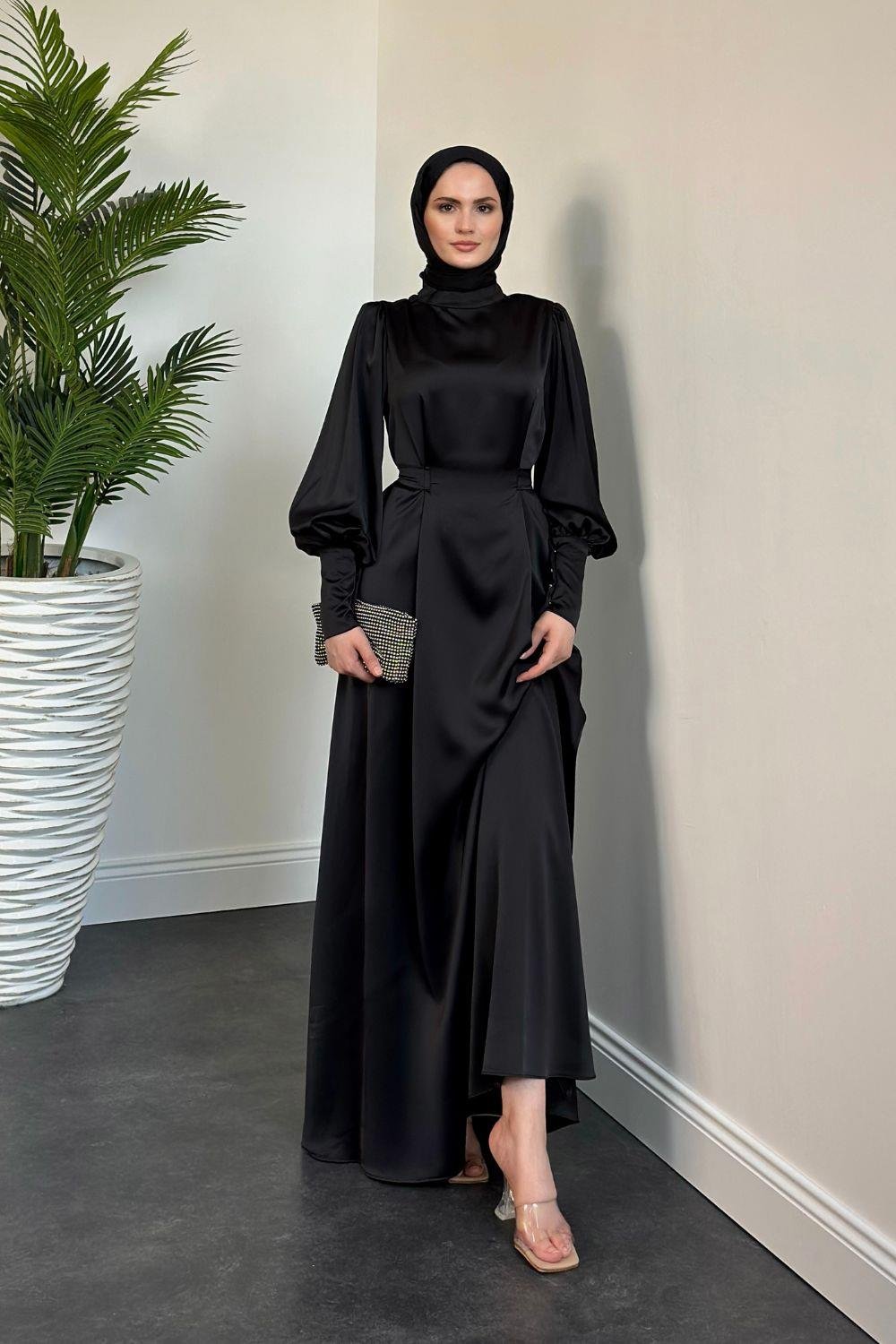 Emora Kuşaklı Abiye Siyah 6165 