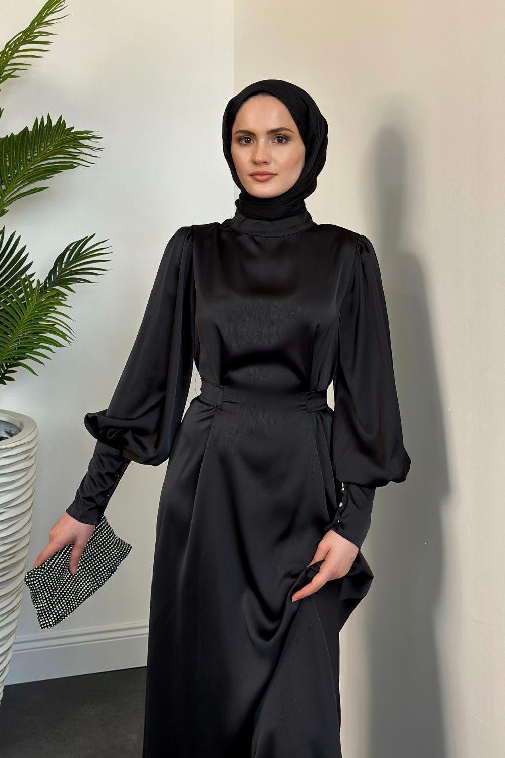 Emora Kuşaklı Abiye Siyah 6165 