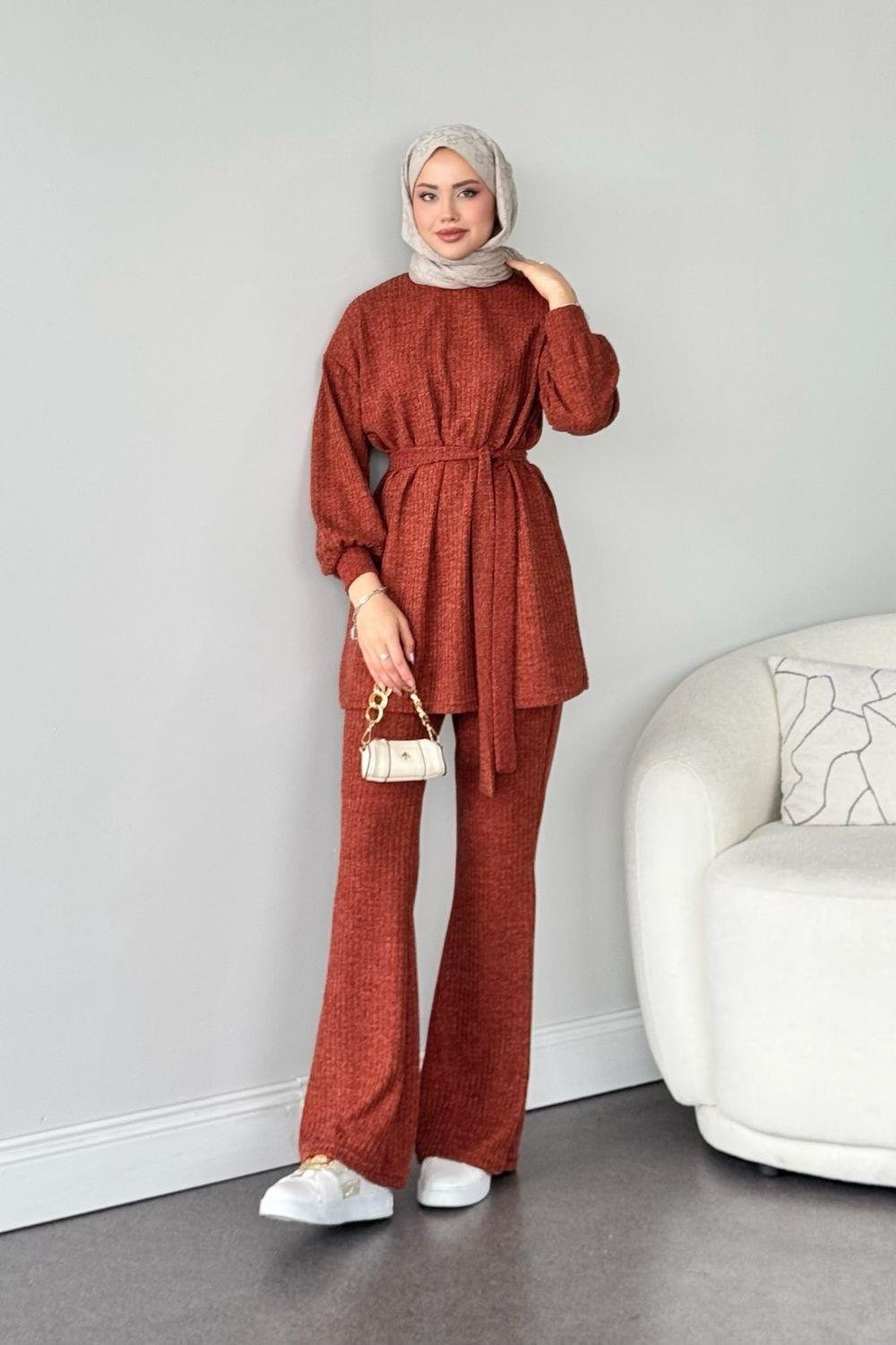 Ela Pantolon Takım Kiremit 6181 