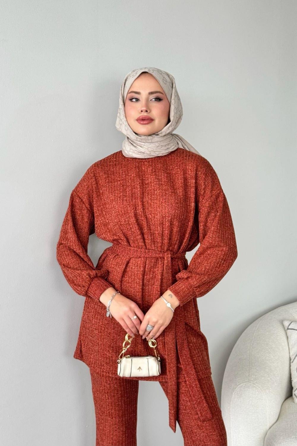 Ela Pantolon Takım Kiremit 6181 