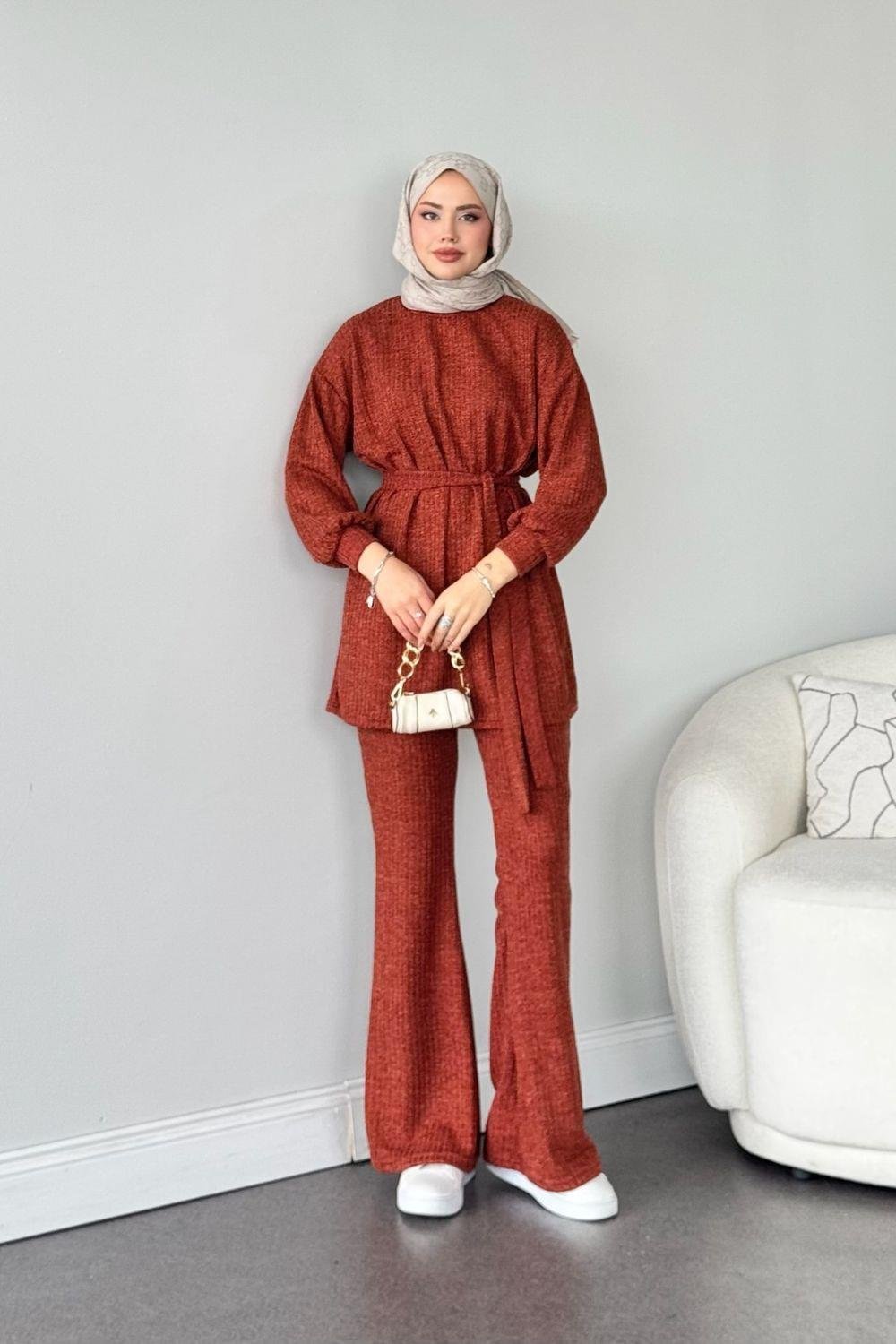 Ela Pantolon Takım Kiremit 6181 