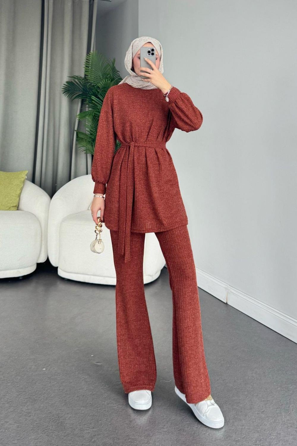 Ela Pantolon Takım Kiremit 6181 