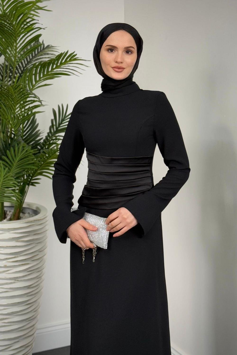 Beli Drapeli Balık Abiye Siyah 61810 