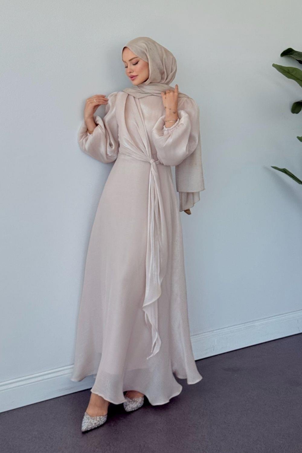 Pırıl Bağlamalı Abiye Bej 6219 