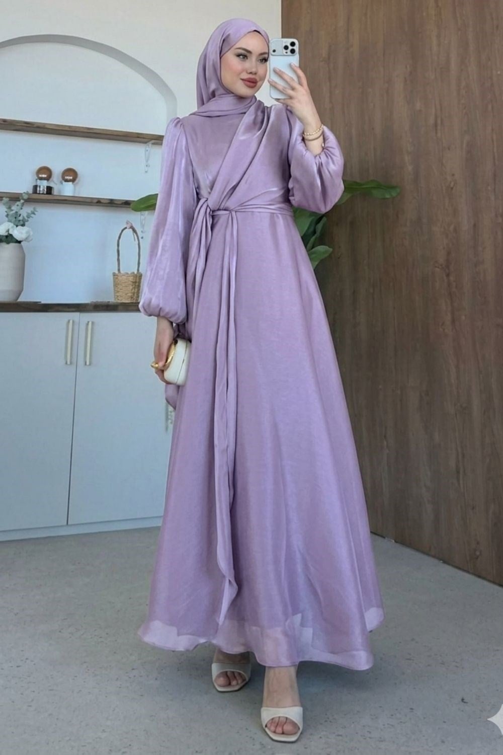 Pırıl Bağlamalı Abiye Lila 6219 