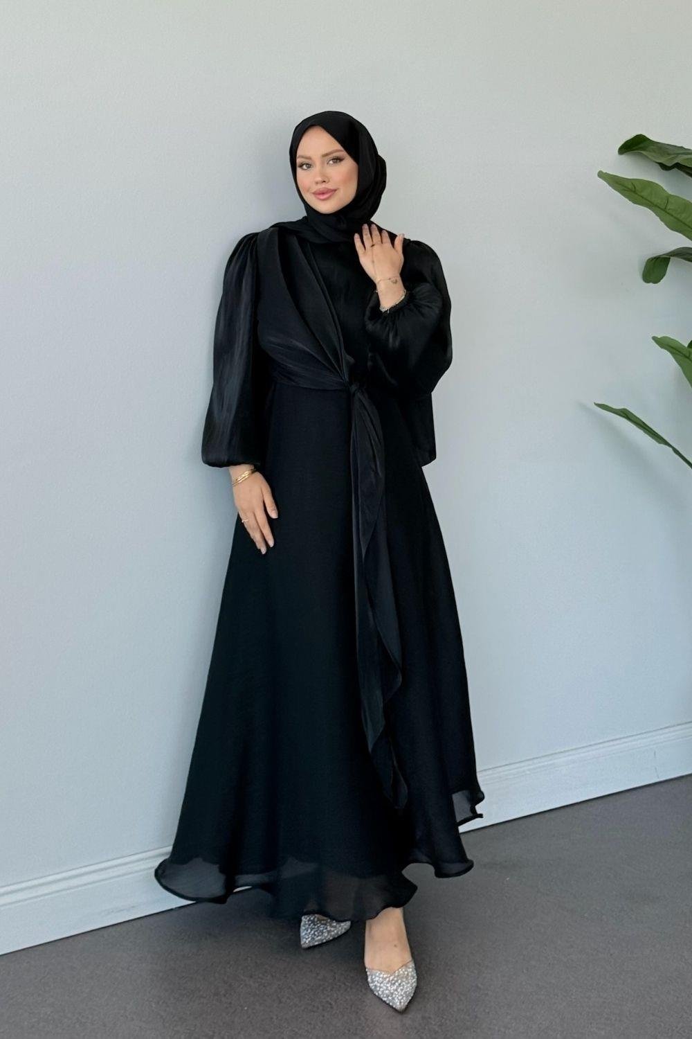 Pırıl Bağlamalı Abiye Siyah 6219 