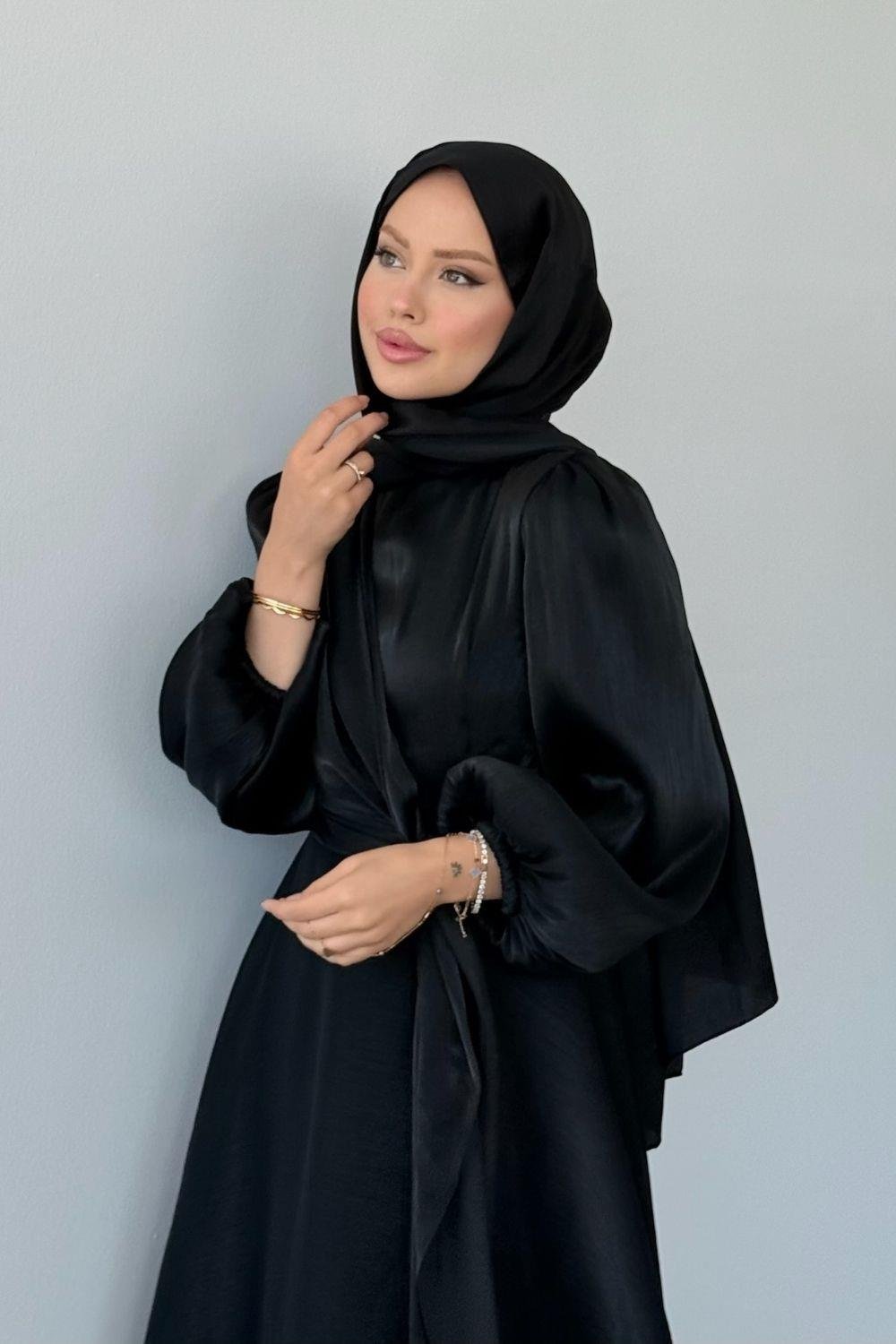 Pırıl Bağlamalı Abiye Siyah 6219 