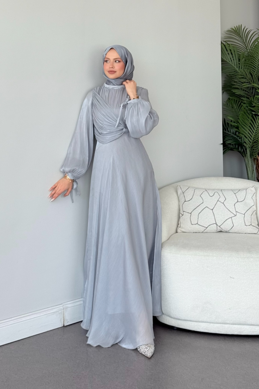 Daisy Piliseli Abiye Gri 6220 