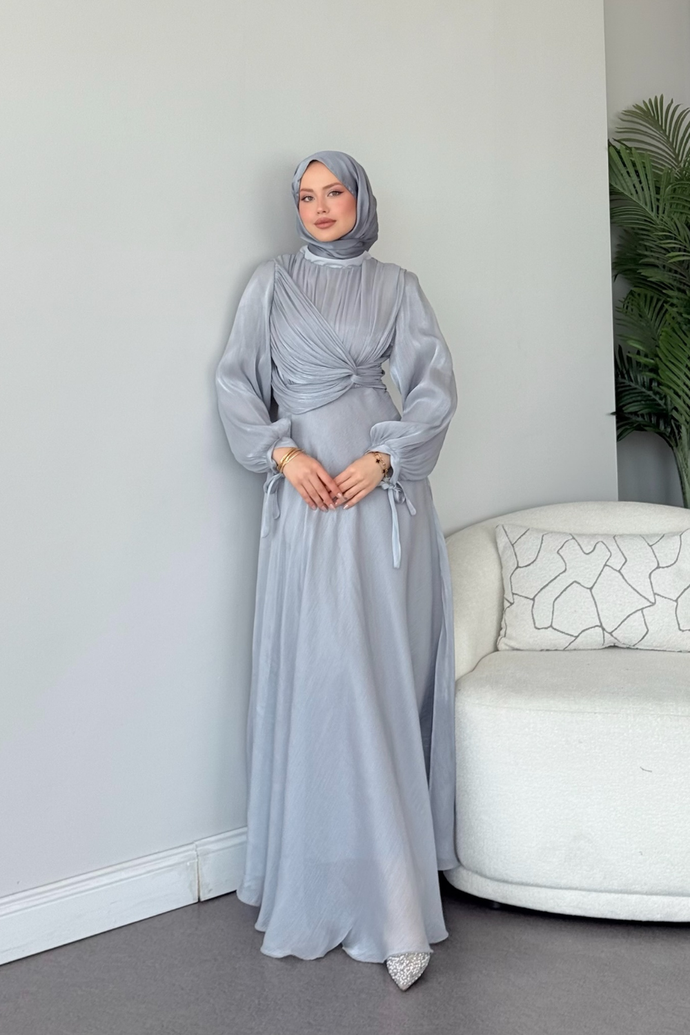 Daisy Piliseli Abiye Gri 6220 