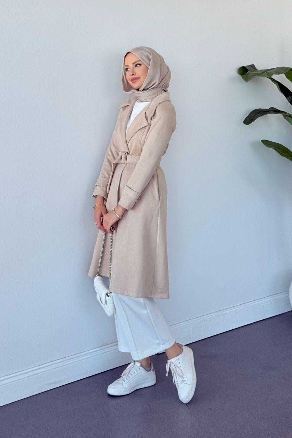 Asrım Süet Trençkot Taş 6246 