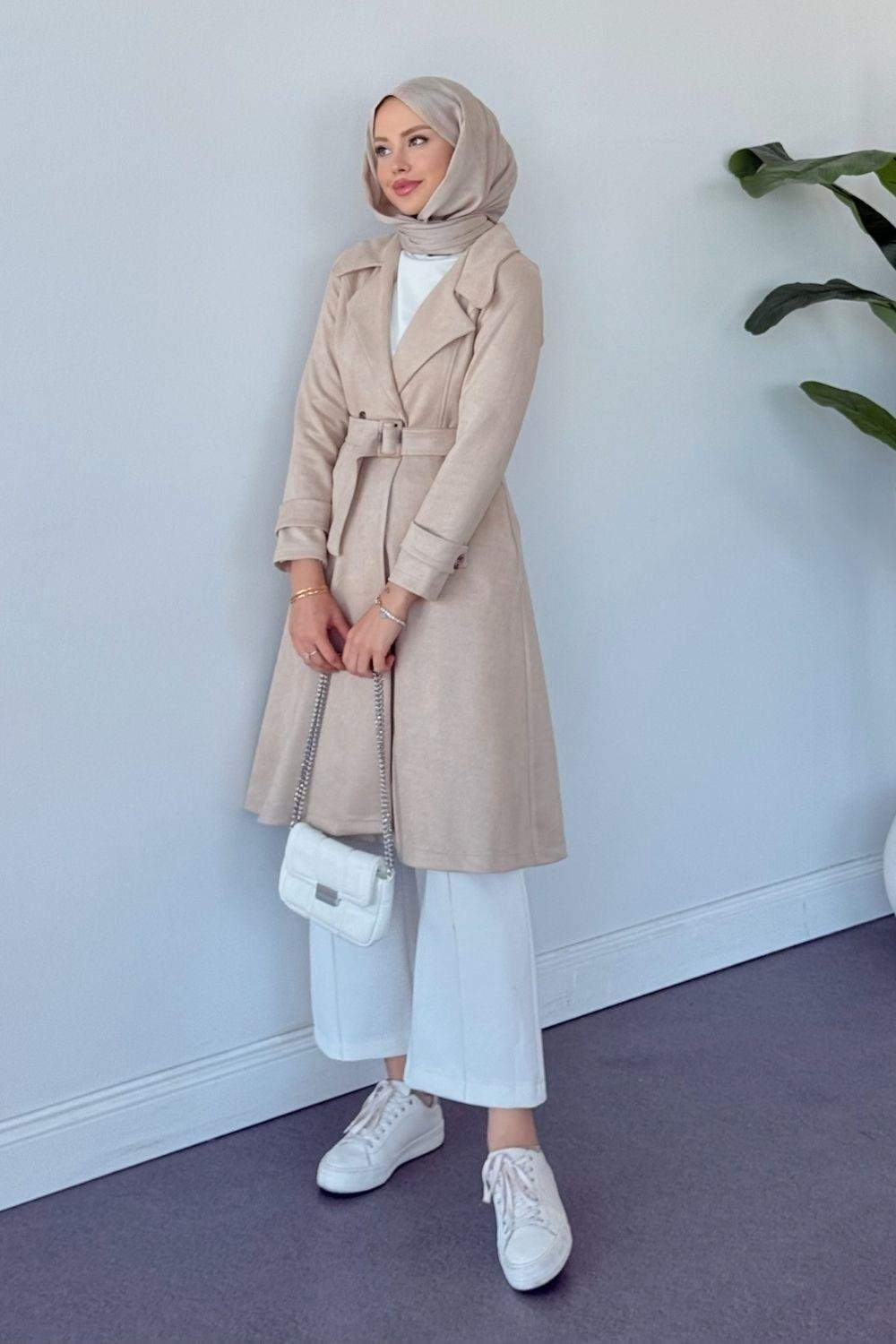 Asrım Süet Trençkot Taş 6246 