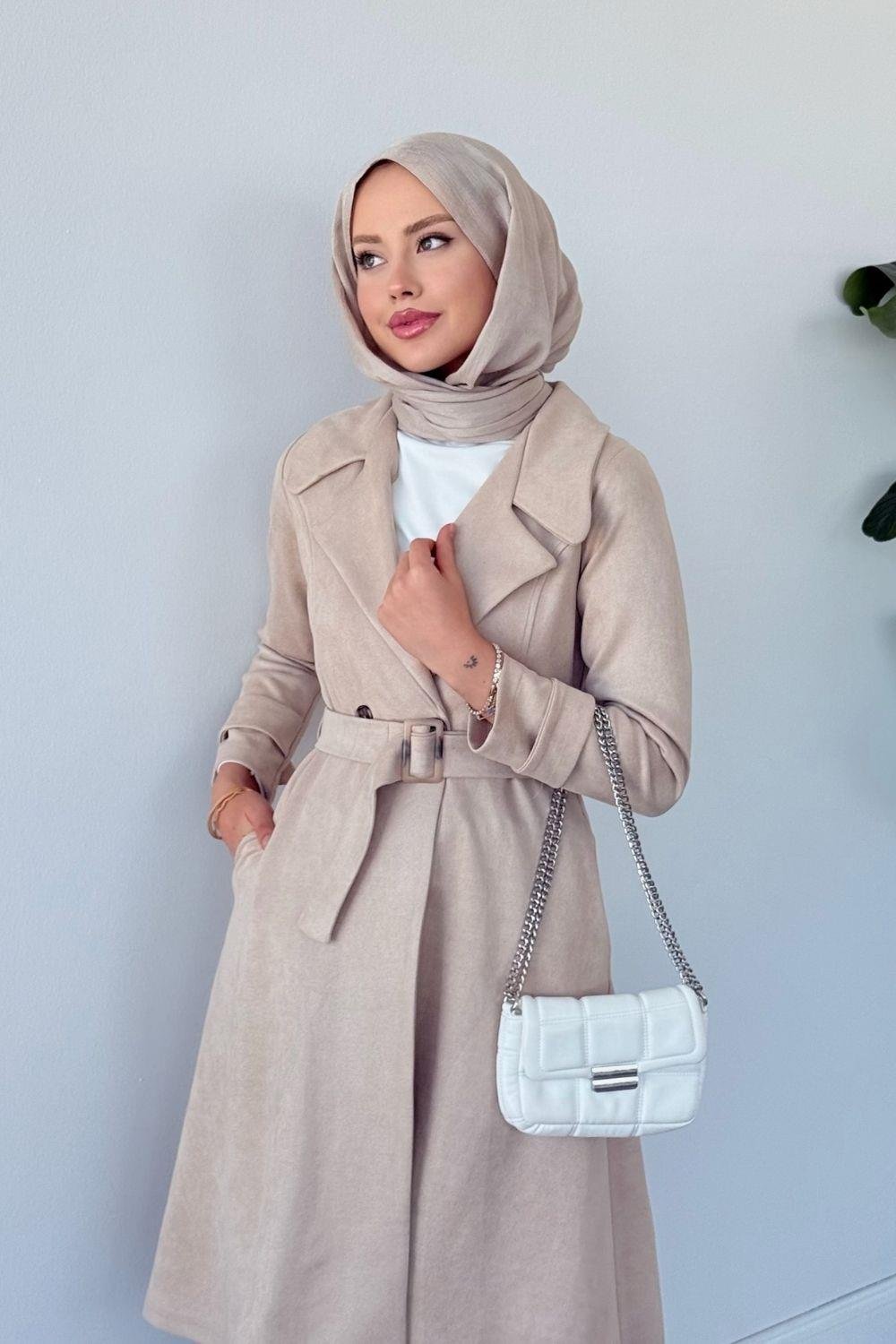 Asrım Süet Trençkot Taş 6246 