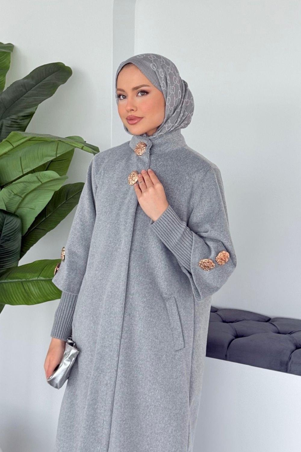 Bergama Kaşe Kaban Gri 6254 