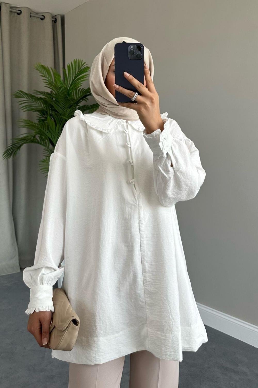 Bebe Yaka Tunik Beyaz 69038 