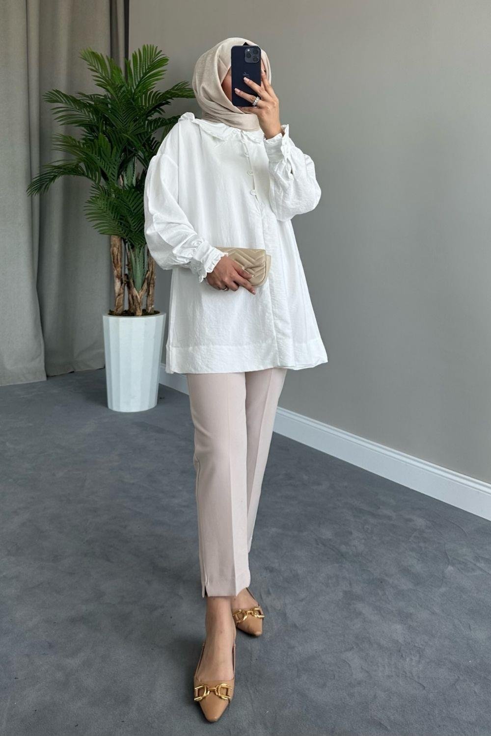 Bebe Yaka Tunik Beyaz 69038 