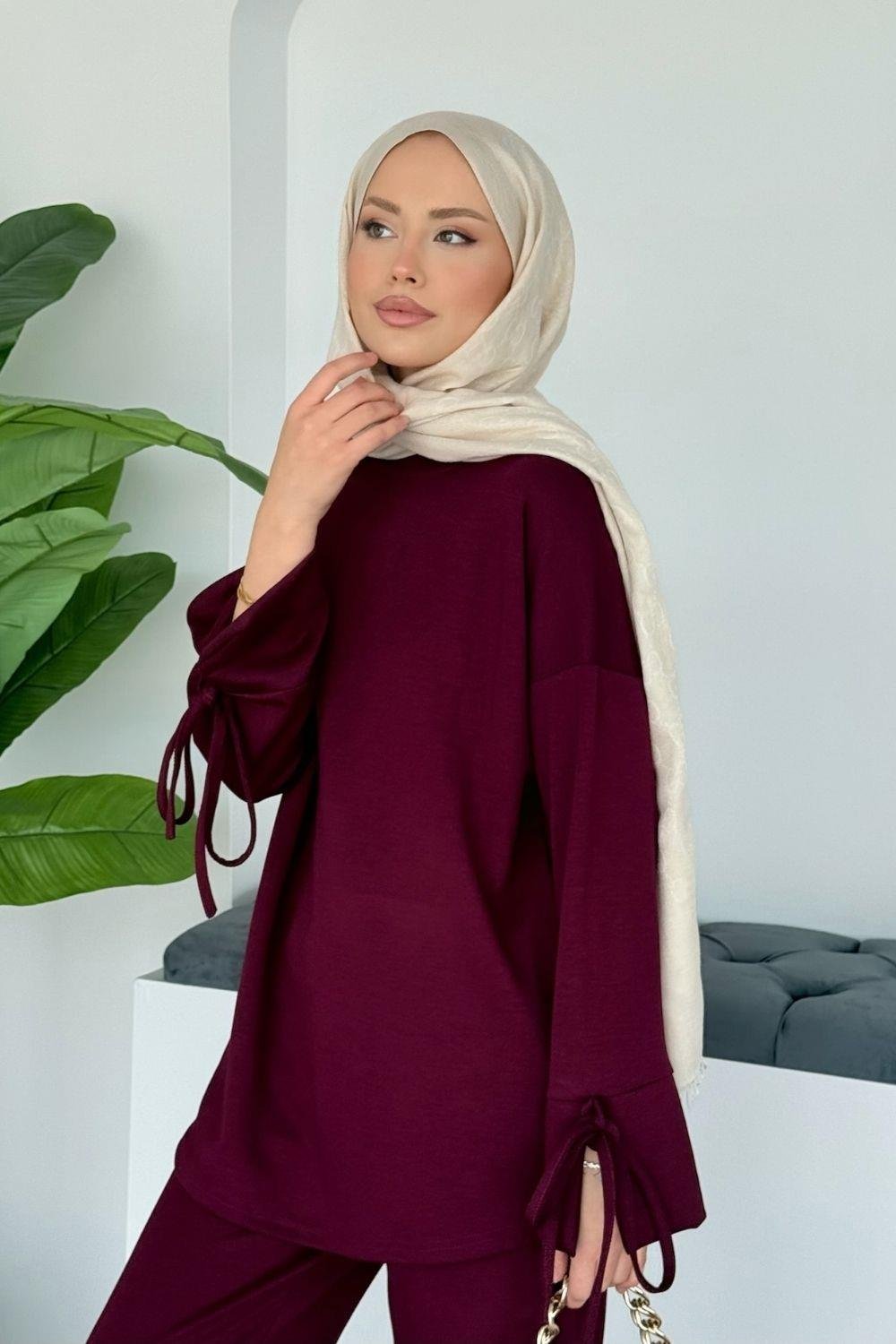 Biga Biye Detaylı Modal Takım Bordo 70142 