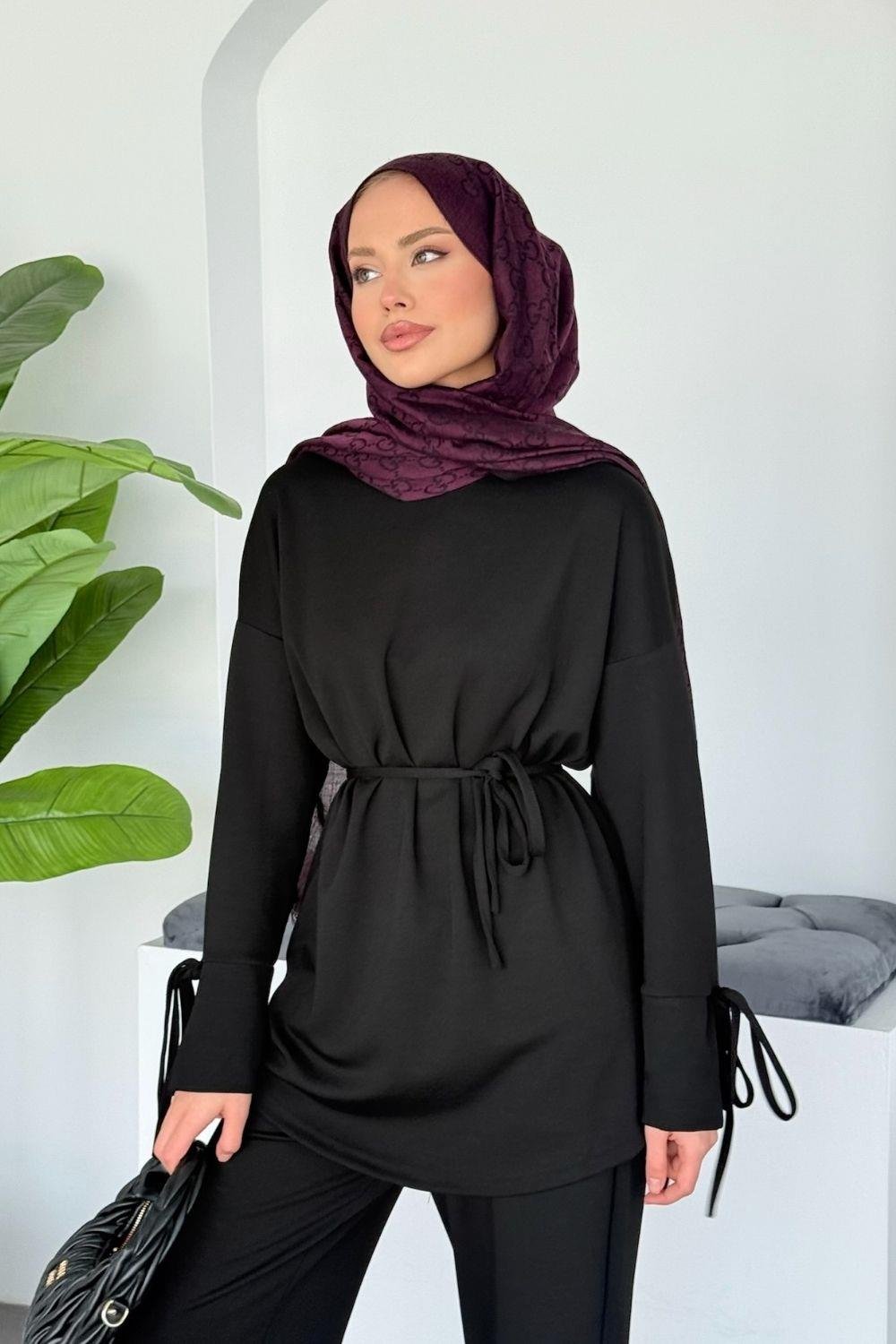 Biga Biye Detaylı Modal Takım Siyah 70142 