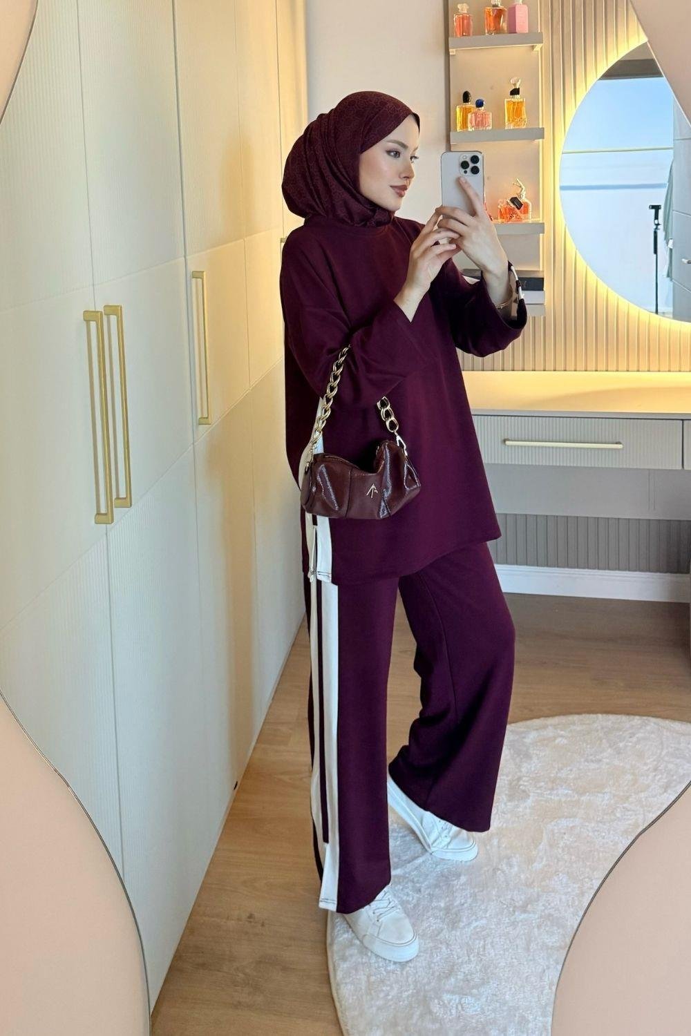 Gama Şeritli Takım Bordo 70144 