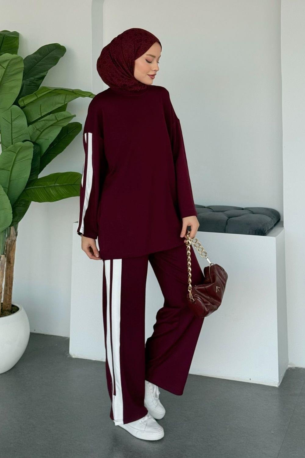 Gama Şeritli Takım Bordo 70144 