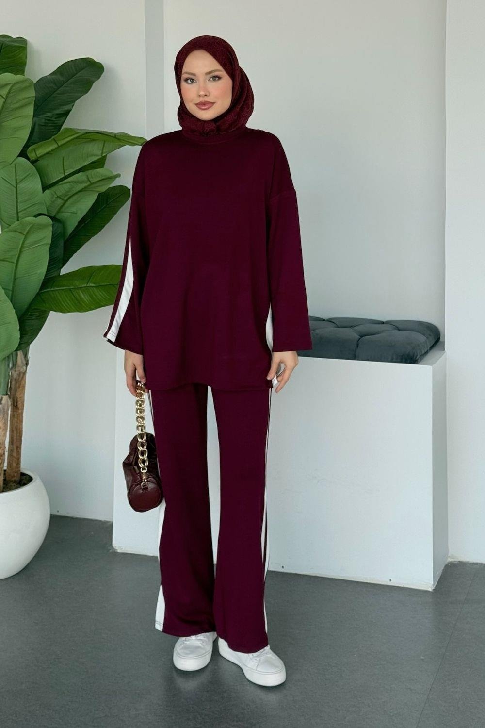 Gama Şeritli Takım Bordo 70144 