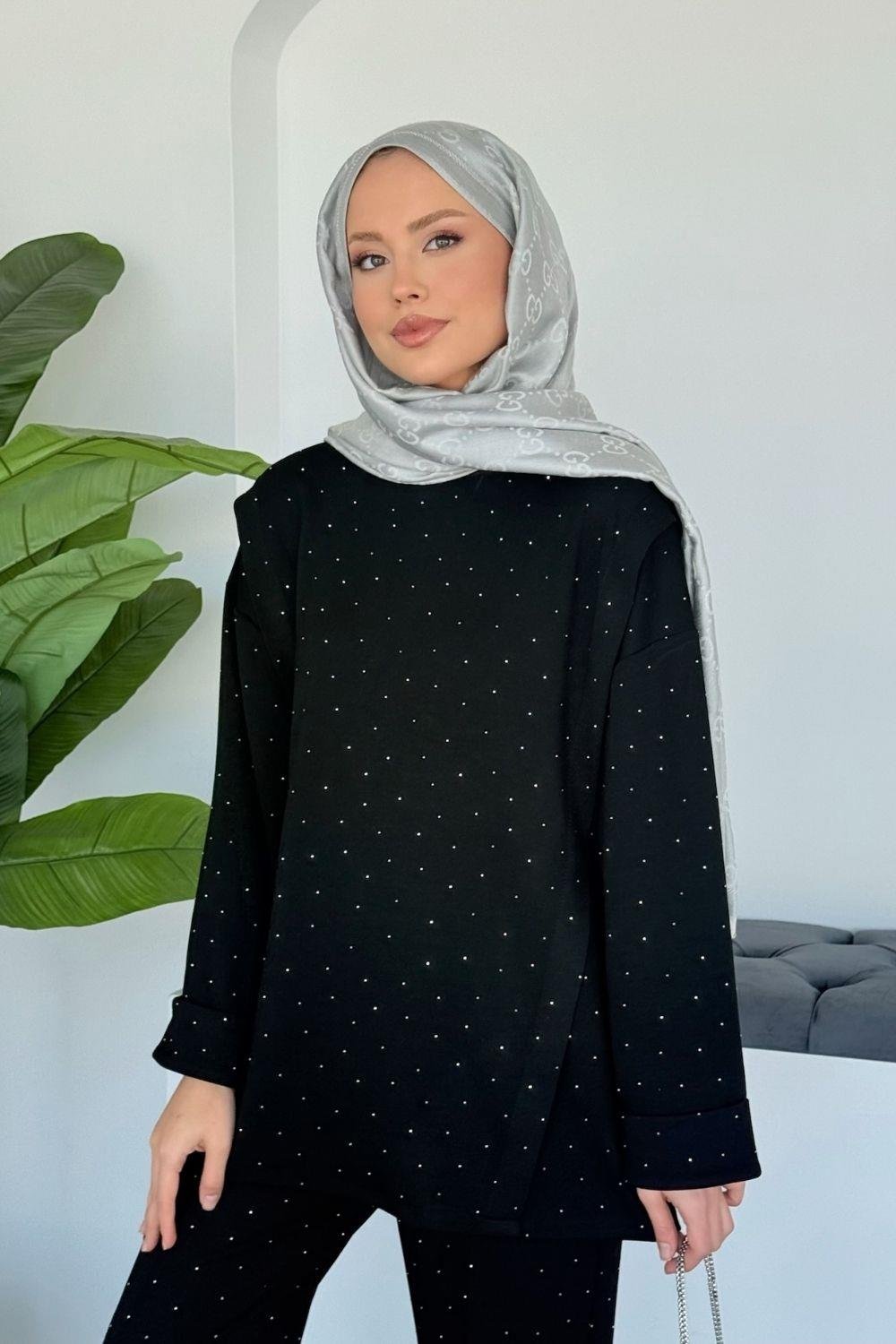 Ürdün Taşlı Takım Siyah 70147 