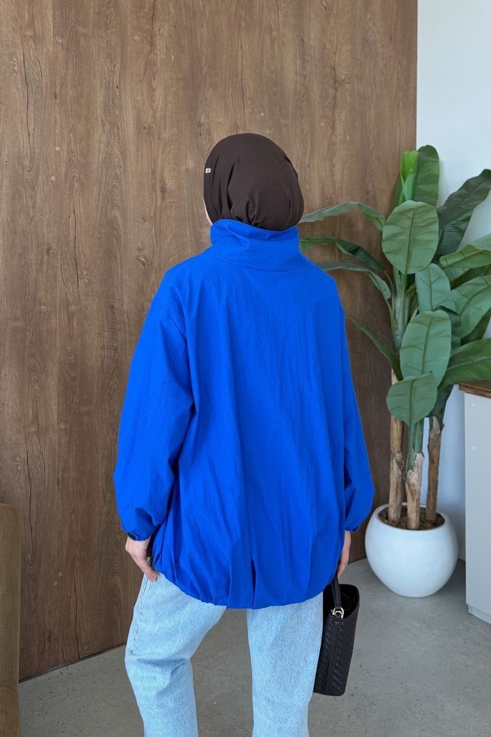 Paraşüt Yüksek Yaka Trenç Saks 7149 