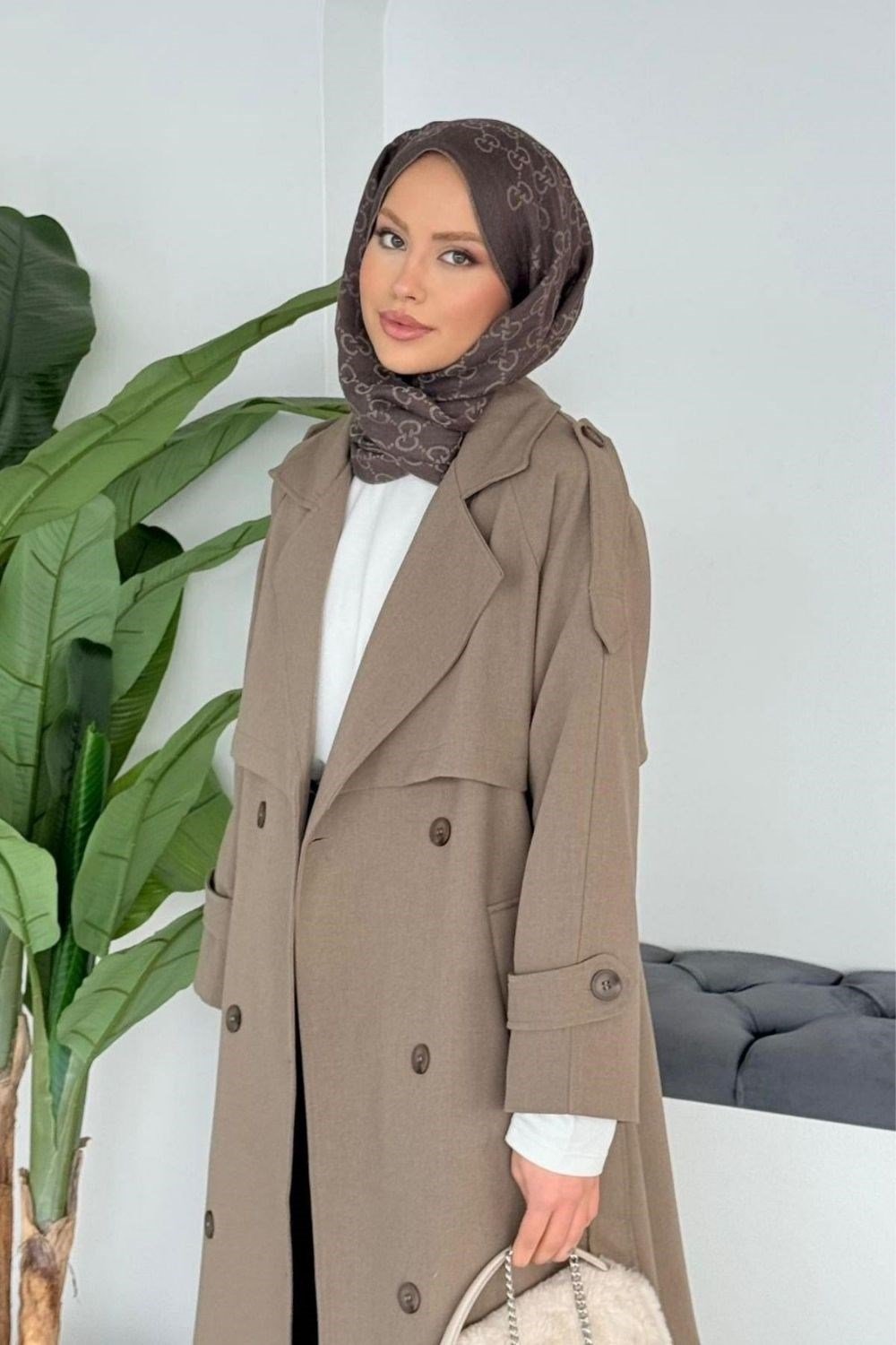 Dubai Klasik Trençkot Haki 7589 