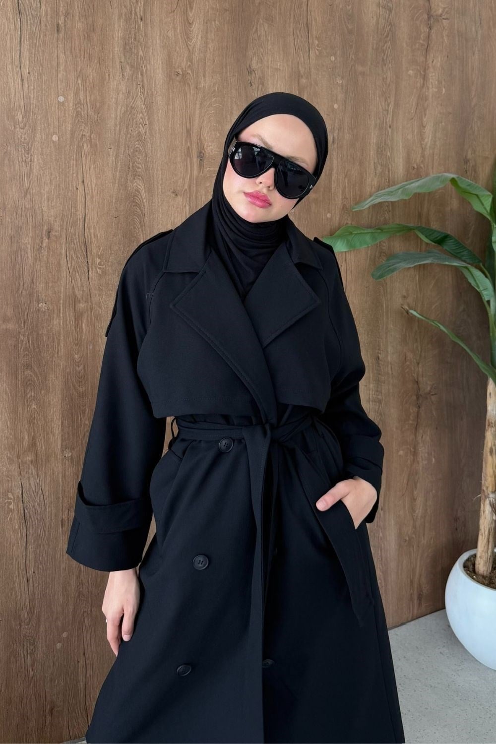 Dubai Klasik Trençkot Siyah 7589 