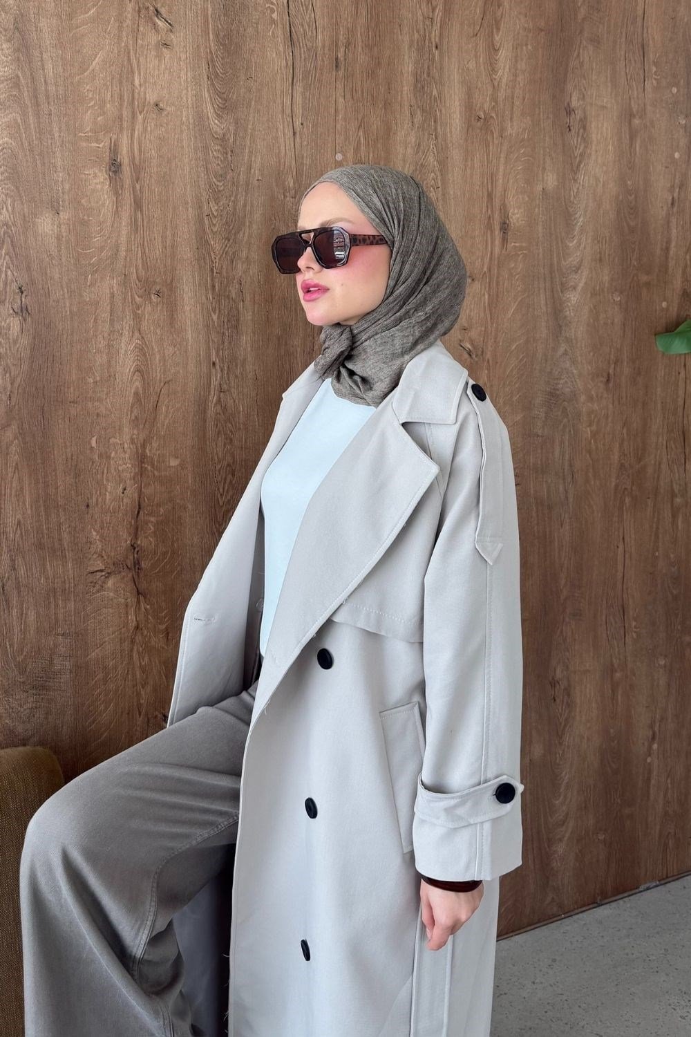 Dubai Klasik Trençkot Taş 7589 