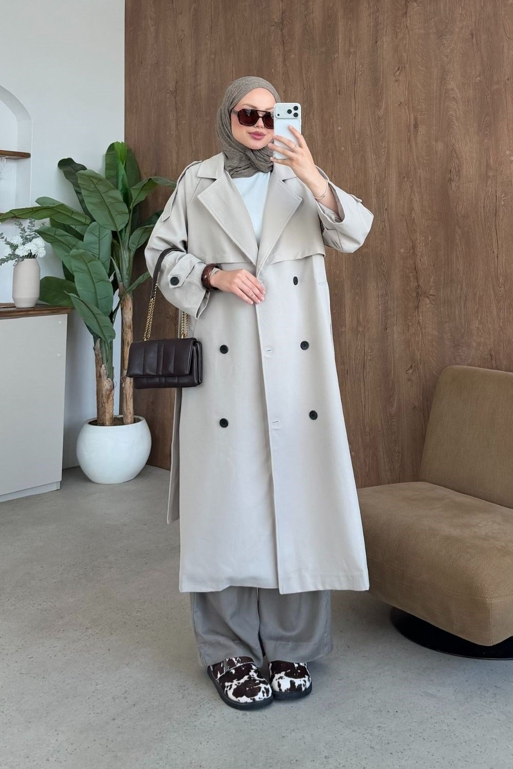 Dubai Klasik Trençkot Taş 7589 