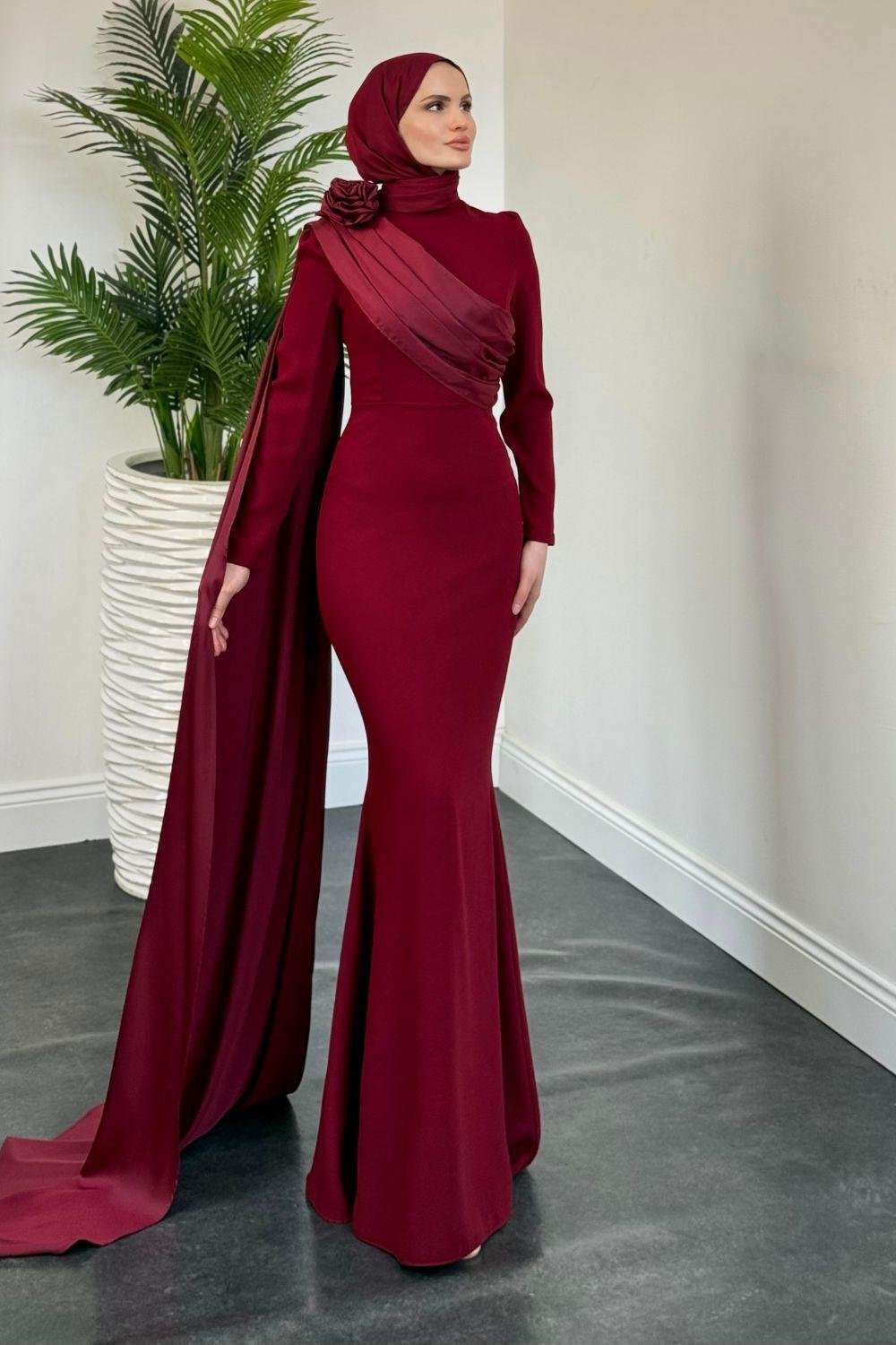 Hayes Kuyruklu Abiye Bordo 7950 