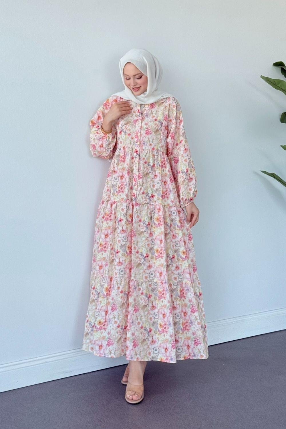 Liva  Çiçekli Elbise Pembe 7965 