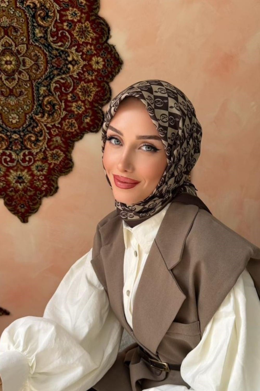 New Kuqos Eşarp Kahverengi 80200 
