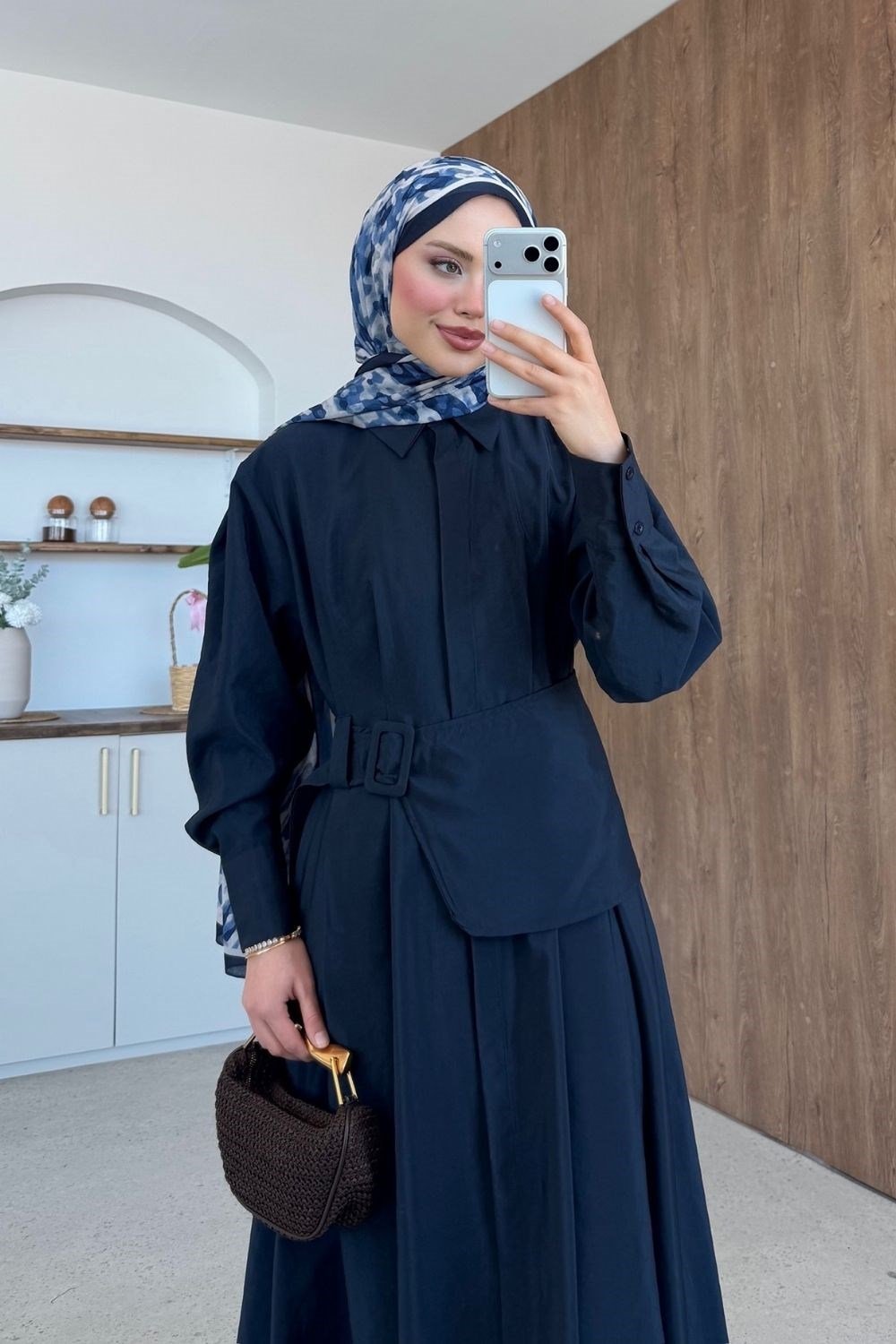 Viyana Kemerli Elbise Lacivert 8032 