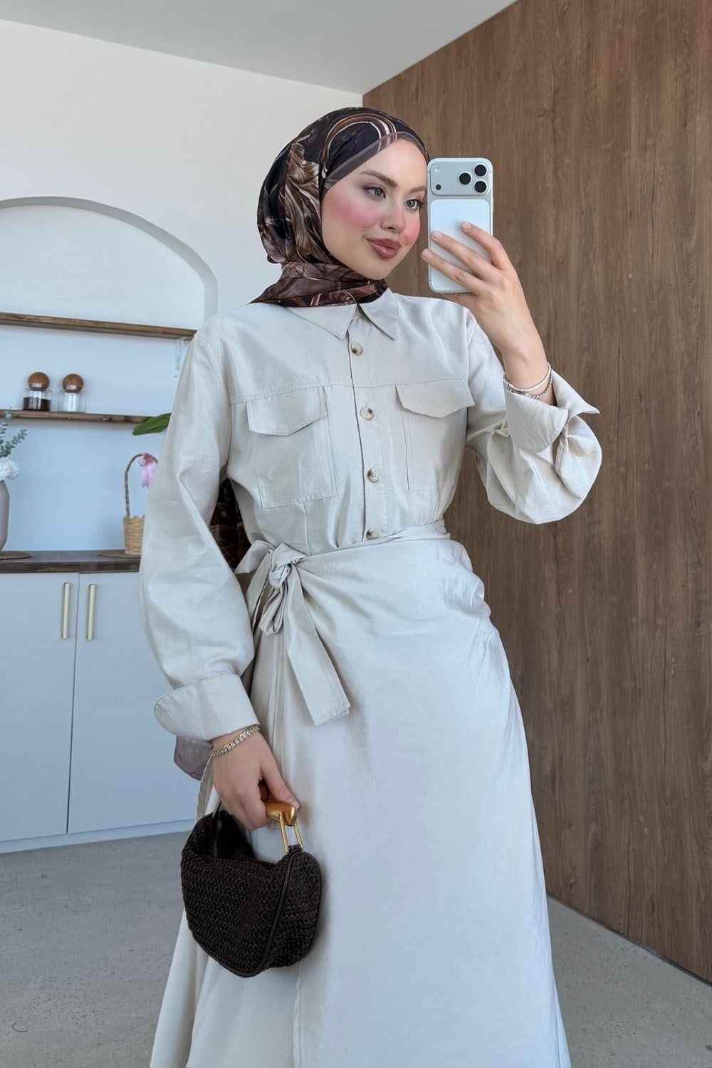 Suvena Yandan Bağlamalı Elbise Bej 80390 