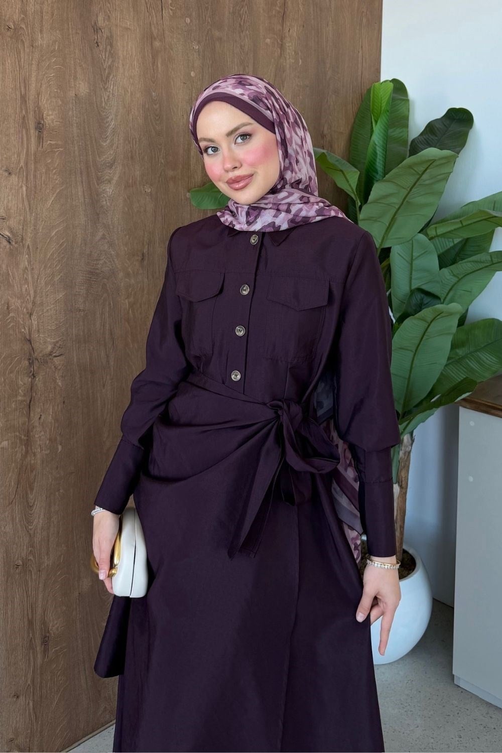 Suvena Yandan Bağlamalı Elbise Mürdüm 80390 